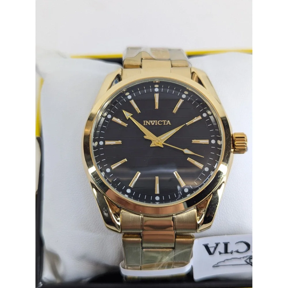 Invicta Celestial Hollis Mens Watch 69193 Gold Tone Black Dial 42mm Quartz New